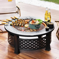 Nordic Modern Fire Pits Home Indoor Heating Stove Multi-use Outdoor Grill Stand Garden Brazier Barbecue Table Camping Furnace
