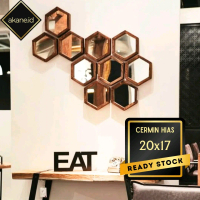 Akane Kaca Cermin Hexagonal Dekorasi Dinding Aesthetic Tinggal Tempel