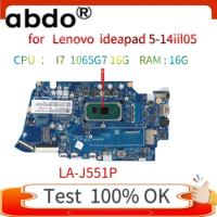 For Lenovo ideapad 5-14iil05 Laptop Motherboard, CPU ：I7 1065G7_G5 RAM: 16G processor, tested, free, la-j551p，100% test OK