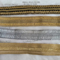 Renda Emas India / Renda Bordir Emas Motif Tengah Lebar 4 Cm Perpack Terbaik Dikelasnya
