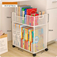 收納置物架【（白色-大號）雙層帶輪】  