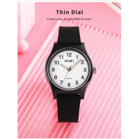 Jam Tangan Wanita Skmei 1760 Analog Rubber Analog Ori Hitam Silver