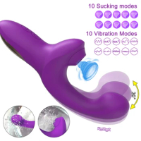 Powerful Dildo Vibrator for Women Clit Sucker Vacuum Clitoris Stimulator Mimic Finger Wiggling Adults Sex Toy