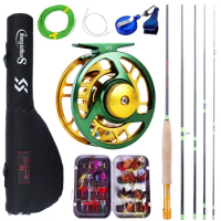 Sougayilang Fly Fishing Rod and Reel Full Kit 5sections Carbon Fly Fishing Rod and 5/6 Reel Perch Fly Fishing Suitable for Pesca