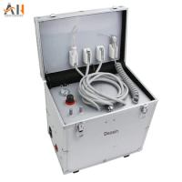 130L/min Air Flow Portable Dental Unit with High and low speed Pipe,3 Way Syringe, Oilless Air Compressor