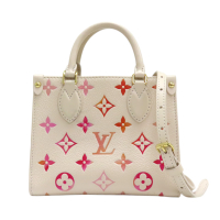 【二手名牌BRAND OFF】LOUIS VUITTON LV 路易威登 米色 壓花牛皮 OnTheGo BB 兩用包 M47115