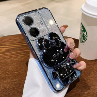เคสโทรศัพท์, สำหรับ realme c55, มาพร้อมที่วางโทรศัพท์กระต่ายน่ารัก, ทำจากวัสดุชุบด้วยไฟฟ้า, เคสนิ่มโ