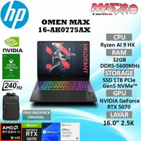 HP OMEN MAX 16-AK0775AX Ryzen AI 9 HX 32GB SSD 1TB RTX 5070 16.0" 2.5K WIN11+OHS 2024 + M365 Basic +