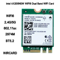 Dual Band Wireless M.2 Wifi6 Intel AX200 2974Mbps Bluetooth 5.2 802.11ax MU-MIMO NGFF Laptop Wlan WiFi Card AX200NGW Windows 10