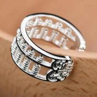 Vintage Ethnic Style Hollow Abacus Ring for Men Women Good Lucky Wealth Ring Antique Ring Unisex Biker Ring Hip Hop Jewelry