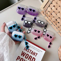 For airpods 1 2 3 /airpods pro 2 Earphones Case Cute cartoon Silicone Colorful Transparent Cover wiht Keychian box airpods3
