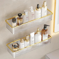 Household Bathroom Shelves Without Drilling Makeup Organizer Acryl Corner Shelf Items Bathroom Storage Rack Shampoo Holder