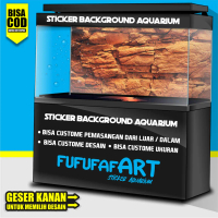 sticker wallpaper background aquarium belakang 3d tema gambar batu/ rockstone DC2