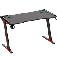 【居家生活Easy Buy】戰神RGB酷炫燈光碳纖桌面電競桌100CM(電腦桌 遊戲桌 辦公桌 Z型鋼架 工作桌)