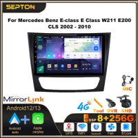 SEPTON Android 12 Car Radio for Mercedes Benz E-class E Class W211 E200 CLS 2002-2010 Wifi GPS 4G 2Din Multimedia Video Player