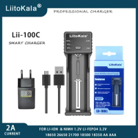LiitoKala Lii-100C Lii-100 21700 Rechargeable Battery Charger For 3.7V 18650 18350 26650 1.2V Ni-MH Fast Charge USB Output