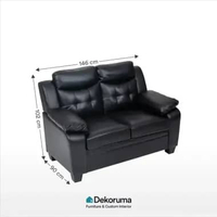 Dekoruma IZAYA Sofa Dudukan Kulit / Sofa Kulit Keluarga / Sofa Kulit Santai - Hitam 2 Seater