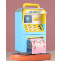 กระปุกออมสิน ATM ดูดแบงค์อัตโนมัต กระปุกออมสินตู้เซฟ มีรหัสสามารถสแกนหน้าได้ มีเสียงเพลงมี2สี พาสเทล