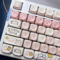 140 Keys Pink Piglet MOA Profile Key Cap MAC Square Thermal Sublimation Mechanical Keyboard Accessories Keycaps Keyboard