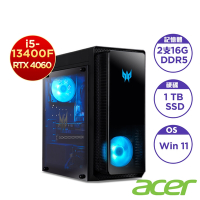 Acer 宏碁 PO3-650 第13代10核心獨顯電競桌上型電腦(i5-13400F/RTX4060/32GB/1TB/Win11)