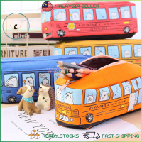 School Bus Kids Pencil Case Canvas Stationery Bag Pencil Box