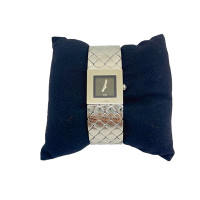 二手品 9成新 絕美CHANEL銀色菱格紋女仕腕錶