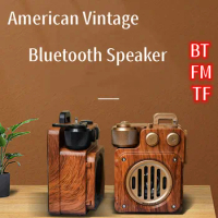 Vintage Wood Portable Frequency Receiver Bluetooth Vintage Radio Classic BASS TF Card MP3 Music Player Box Speaker Radio