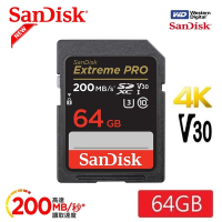 【SanDisk 晟碟】[全新版 再升級] 64GB Extreme PRO SDXC 4K V30 記憶卡 200MB/s (原廠有限永久保固)