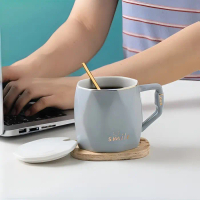 Mug Kartun Avatar Gelas Set Mug Keramik Motif Jepang Cangkir dengan Sendok Tatakan Gelas Cola Kaca C