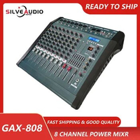 GAX-808 Professional Powerful 8 Channels Mixing Console With Amplifier Recorder 16 DSP Effect Powerful Audio Mixer