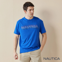【NAUTICA】男裝 品牌LOGO漸變文字造型短袖T恤(藍色)