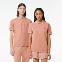 【LACOSTE】中性款-經典版型棉質網眼布短袖Polo衫(粉色)