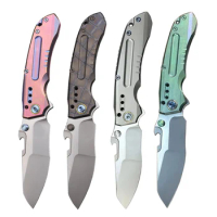 ST991 Turnover Folding Knife M390 Blade Solid Titanium Handle Outdoor Camping Hunting Pocket Fruit Knife EDC Tool