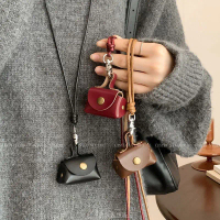 Small Cute Leather Coin Necklace Leather Necklace for Sweaters, Headphone Cables, Long Protective St