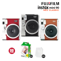 【FUJIFILM 富士】instax mini90 拍立得相機 原廠公司貨(20張底片透明保護套20入組合)
