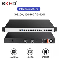 BKHD I3-9100/I5-9400/I7-9700 Network Server Computer Firewall Barebone Mini PC Pfsense Mikrotik ROS Openwrt ESXI Vmware 1U
