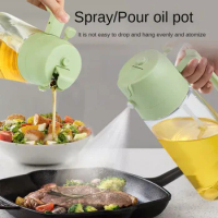 2in1 Oil Spray Bottle Kitchen Olive Oil Sprayer Glass Bottle for BBQ Air Fryer Salad Steak Cooking Utensils Kitchen Supplies