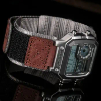For Casio Watch Band Nylon Leather 18mm Sports Replace Straps Compotible With Gshock AE1200 /1300/W-218H