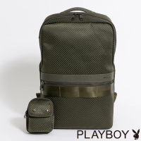 【PLAYBOY】後背包 Power系列-行李箱搭配(墨綠色)