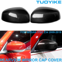 LHD RHD 2PCS Car Styling Real Dry Carbon Fiber Rearview Side Mirror Cover Cap Shell Trim Sticker For Nissan 370Z Z34 2009-2019