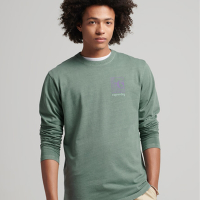 SUPERDRY 男裝 長袖 圓領T恤  90s Terrain 綠