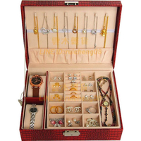 首飾盒帶鎖手表盒戒指手鐲飾品項鏈收納盒雙層【雲木雜貨】