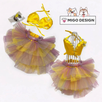 [Migo Custom 66] Baju Bikini Kuning Rainbow Musim Panas Bra Dress Rok Tile Tutu Mote Kilap Licin Sim