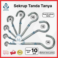 (10 PCS) Sekrup Kait Gantung Tanda Tanya - Skrup Gantungan Hak Terbuka Cantelan Cantolan Kapstok - B