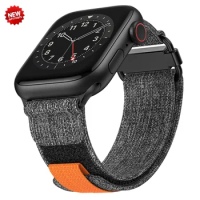 Canvas Sport Strap For Apple Watch Ultra 49mm Loop Nylon Band For iWatch Series 8 7 6 SE 45mm 44mm 42mm 41mm 40mm 38mm Bracelet