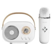 JOJOCAT Wireless Bluetooth Audio Portable Amplifier Home KTV Microphone Children'S Karaoke Small Microphone Speaker White
