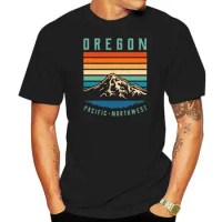 cotton T-shirt brand top Oregon Retro T-Shirt Vintage Portland Home State Mountains TEE Shirt Full-figured