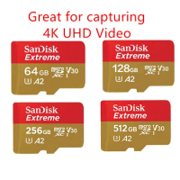 SD Card for GoPro HERO 12 11 10 9 8 BLACK / Max GoPro Accessories 64GB / 128GB / 256GB / 512GB V30 Extreme A2 High Speed