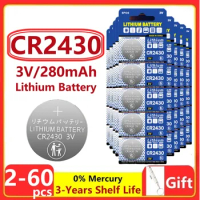 NEW CR2430 3V Lithium Battery CR 2430 DL2430 BR2430 280mAh Button Coin Batteries for Key Fob Watch Alarm Clock Remote Control