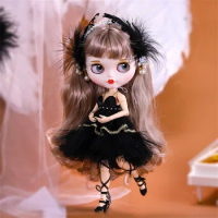 BJD doll clothes are suitable for Blythe size black lace fluffy swan ballet doll dress doll accessories